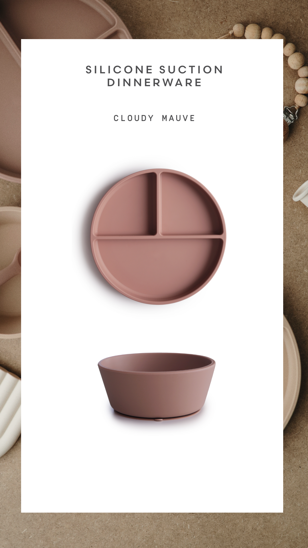 Silikoninė lėkštė „Suction Bowl“ – Cloudy Mauve