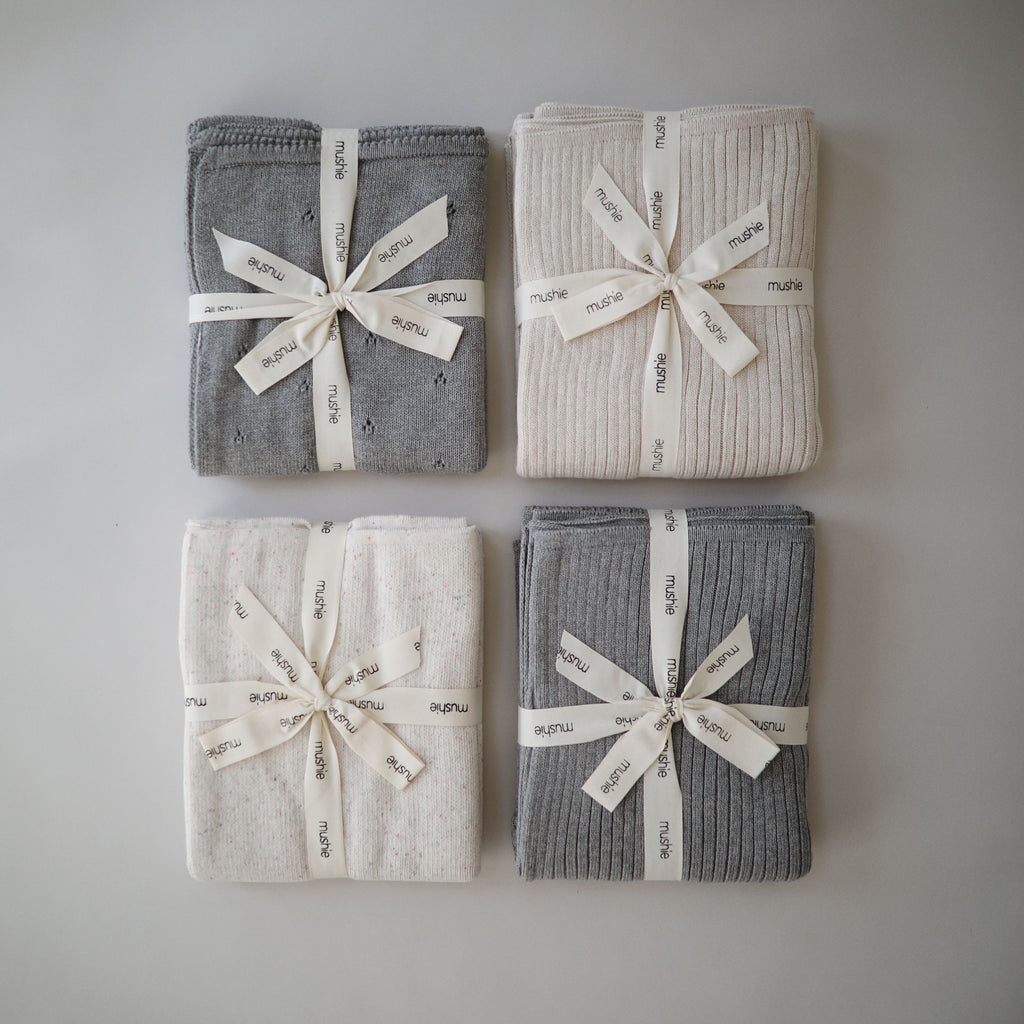 Megztas kūdikio pledukas „Pointelle“ – Gray Melange