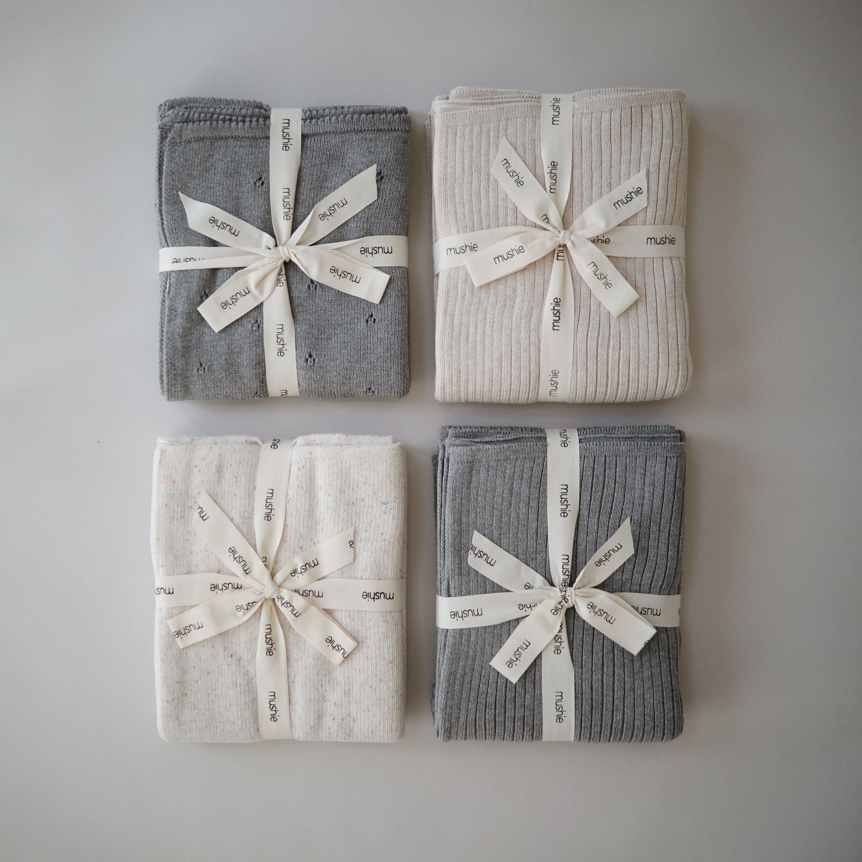 Mushie megztas kūdikio pledukas „Pointelle“ – Gray Melange