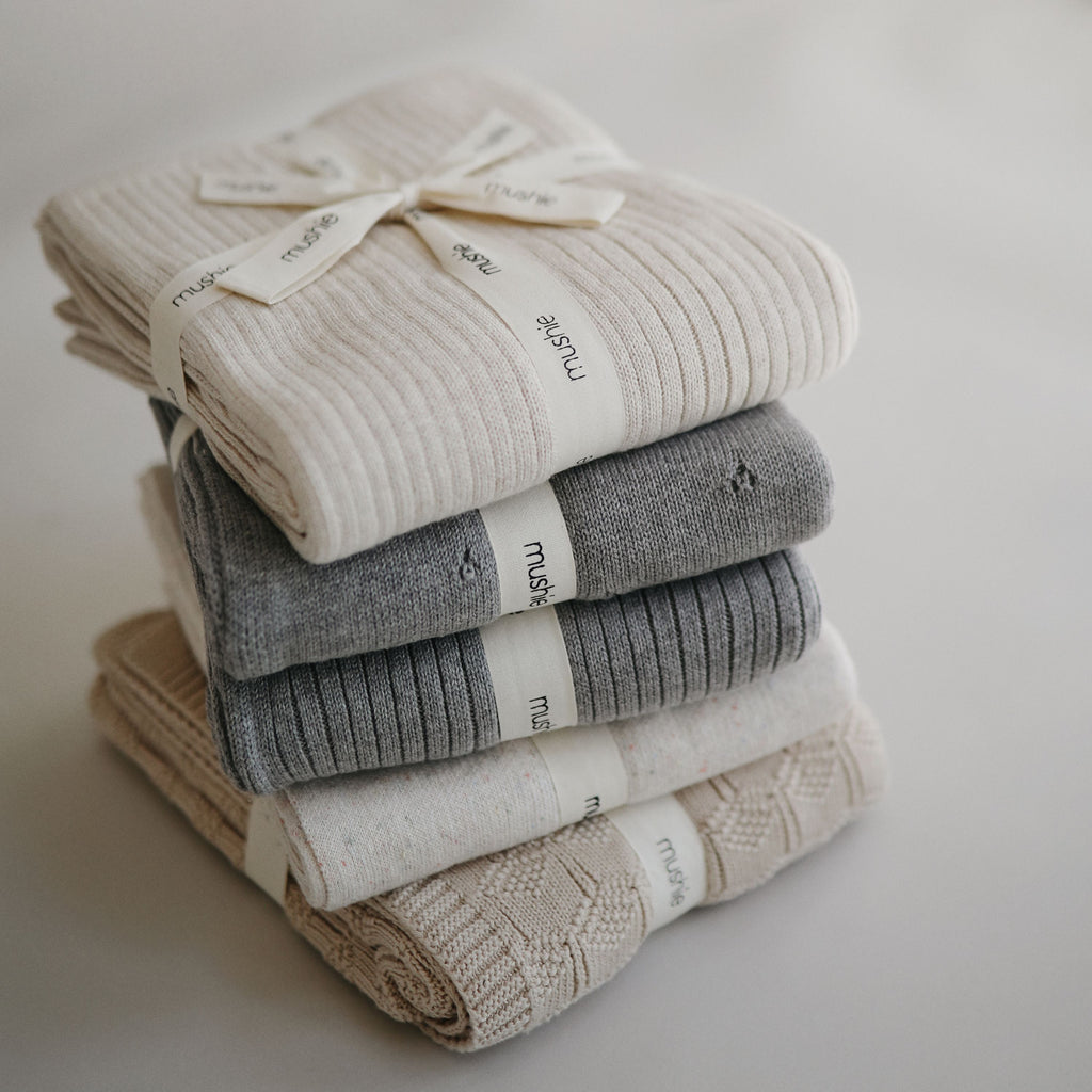 Megztas kūdikio pledukas „Pointelle“ – Gray Melange