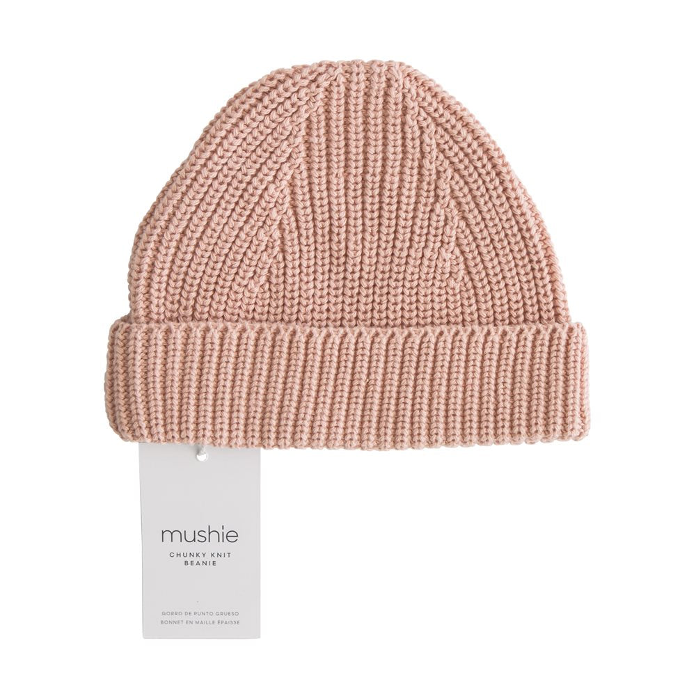 Mushie storai megzta kepurė „Chunky Knit Beanie“ – Blush, 3–6 mėn.