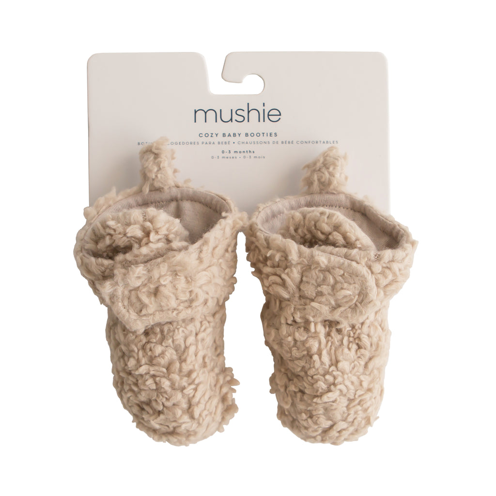 Mushie kūdikio batukai „Cozy Baby Booties“, Oatmeal, 6–9 mėn.