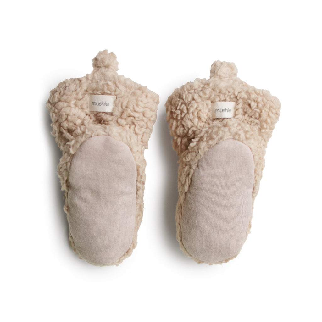 Mushie kūdikio batukai „Cozy Baby Booties“, Oatmeal, 6–9 mėn.