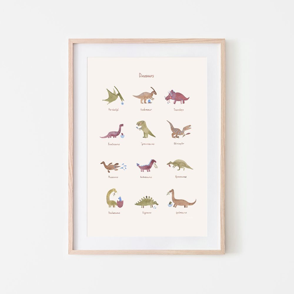 Mushie plakatas „Dinozaurai“, vidutinio dydžio