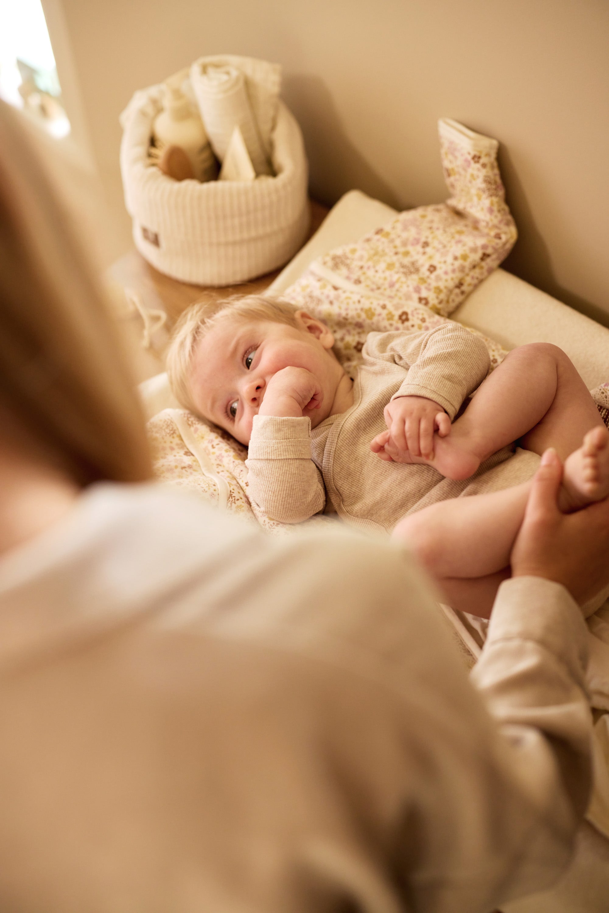 Vystymo stalo krepšelis „Cloudy Rib“, avižinės spalvos