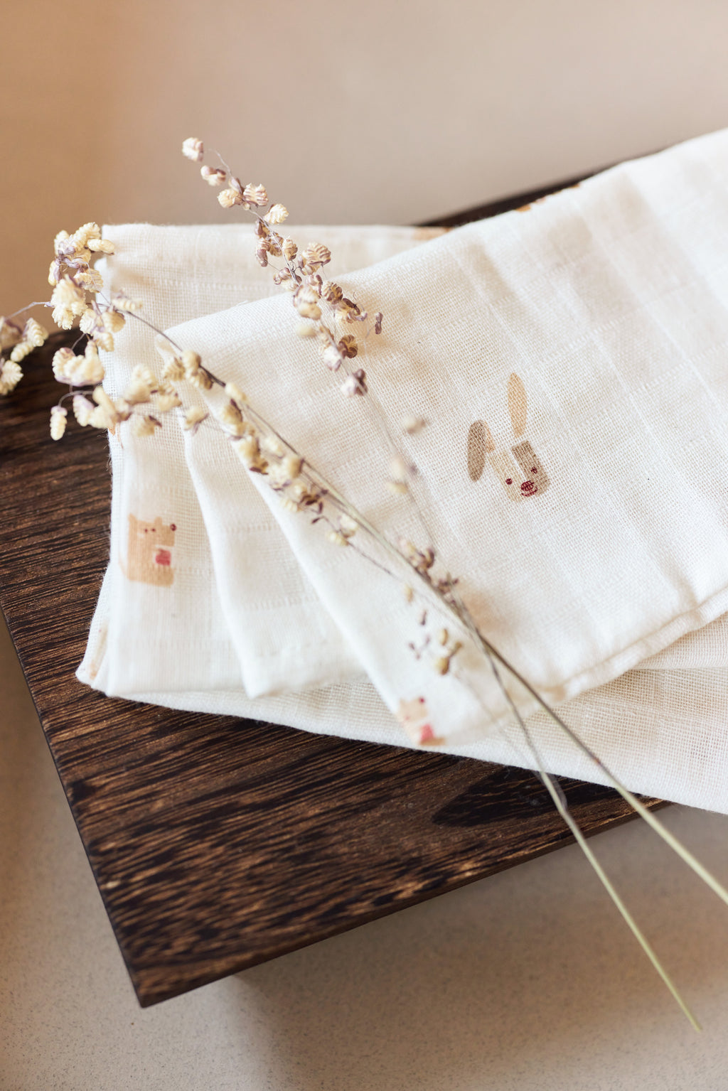 Muslino šluostės burnytei 31×31cm, 3 vnt., įvairiaspalvė