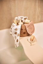 Vystymo stalo krepšelis „Check Knit“, biskvito spalvos