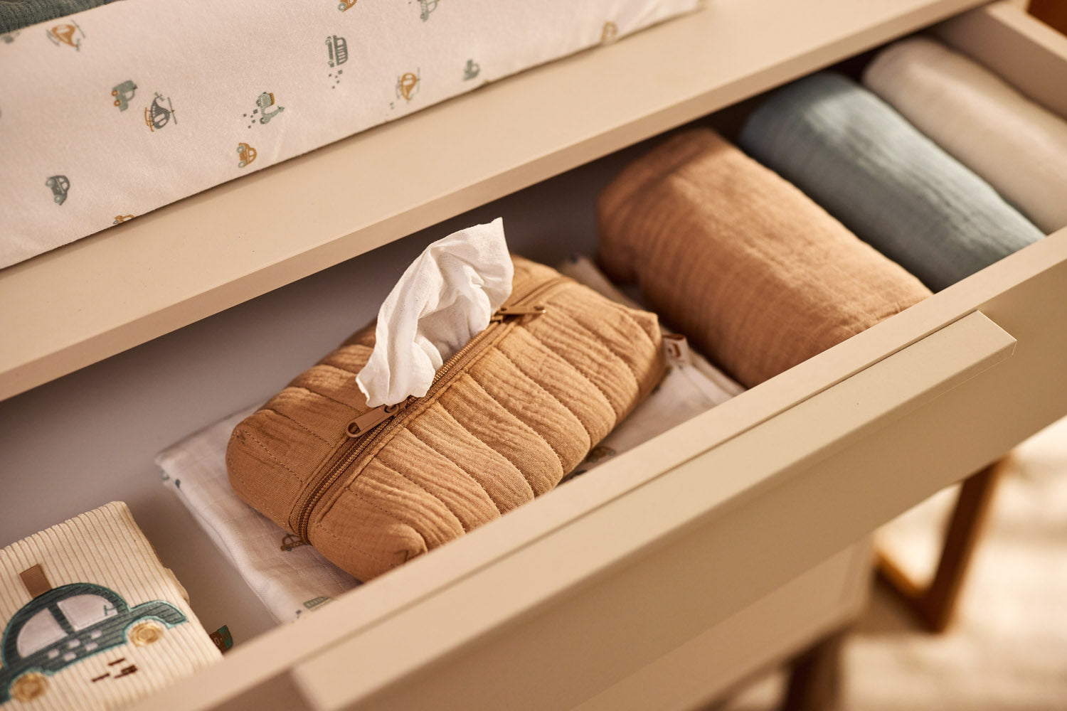 Drėgnų servetėlių dėklas (muslinas), biskvito spalvos