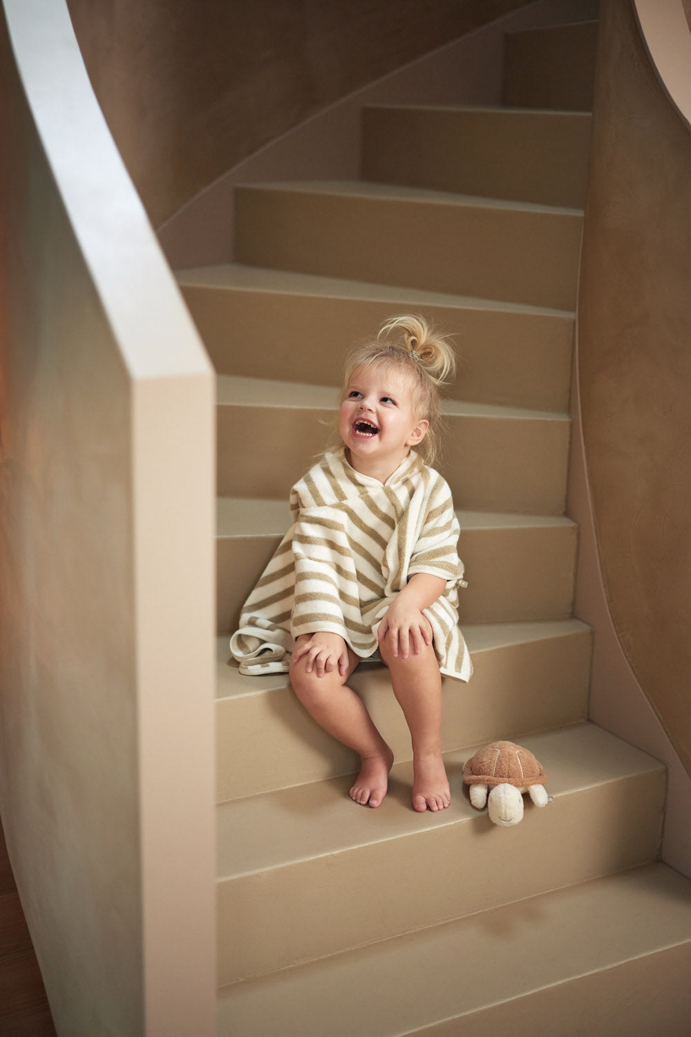 Maudymosi pončas (dryžuotas) (frotė) (GOTS), alyvuogių žalios spalvos