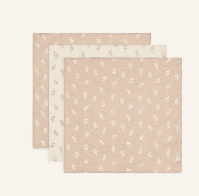 Muslino vystyklai 70×70cm „Twig“, 3 vnt., laukinės rožės spalvos