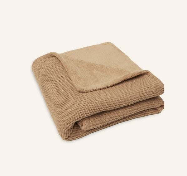 Megzta lopšio antklodė 75 × 100 cm „Basic Knit Fleece“, biskvito spalvos