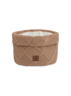 Vystymo stalo krepšelis „Check Knit“, biskvito spalvos