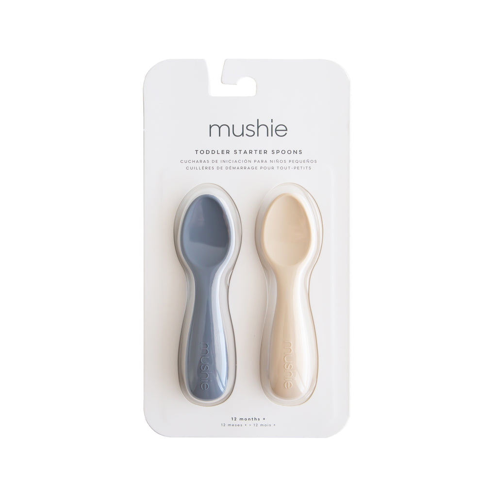Silikoniniai pirmieji šaukšteliai „Toddler Starter Spoons“, 2 vnt. – Tradewinds/Shifting Sand