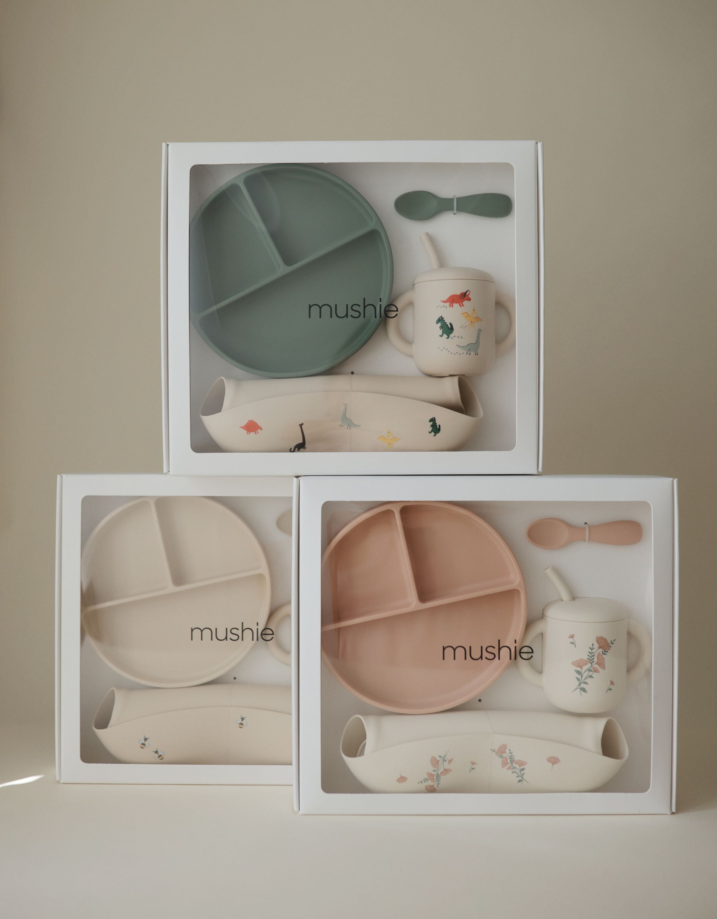 Mushie silikoninis valgymo rinkinys vaikui – „Bees“