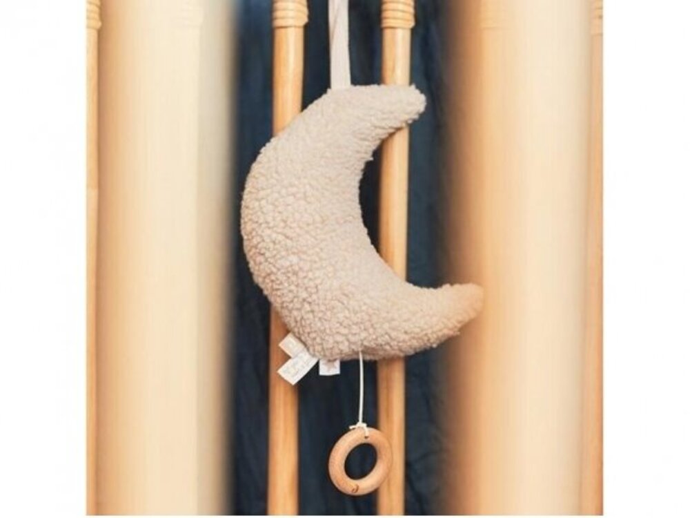 Muzikinis pakabinamas žaisliukas – moon, nougato spalvos
