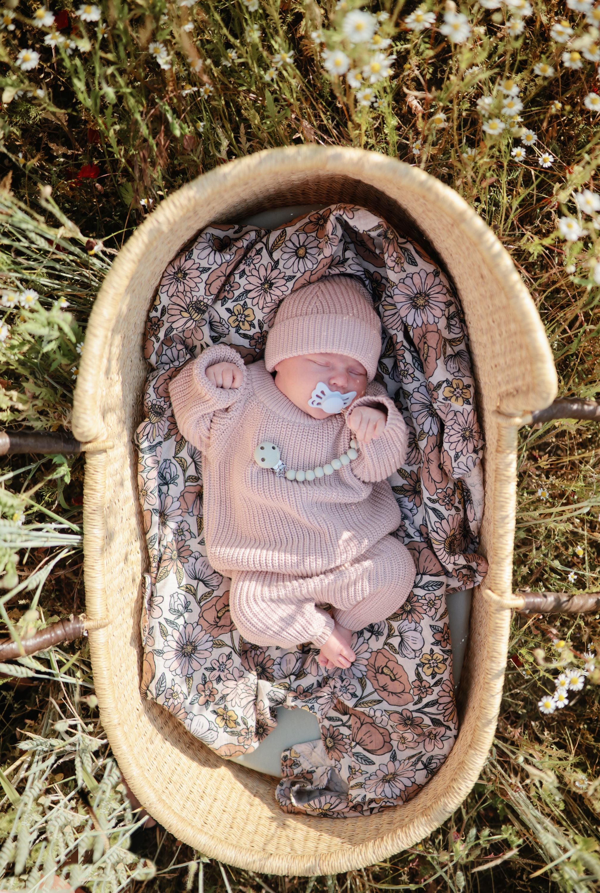 Mushie storai megzta kepurė „Chunky Knit Beanie“ – Blush, 3–6 mėn.