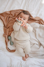 Storai megztos kelnės „Chunky Knit Pants“ – Beige, 6–9 mėn.